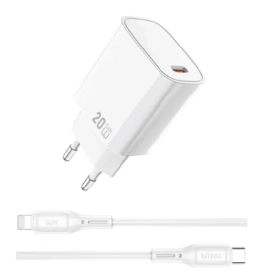 WiWU Wi-G007 Essen GaN Fast Charger Adapter (20W) & cable