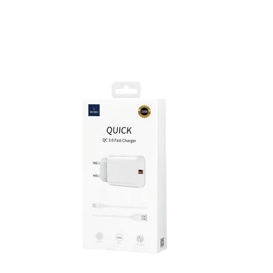 Wiwu Quick Charger & Cable 18W QC 3.0 Fast