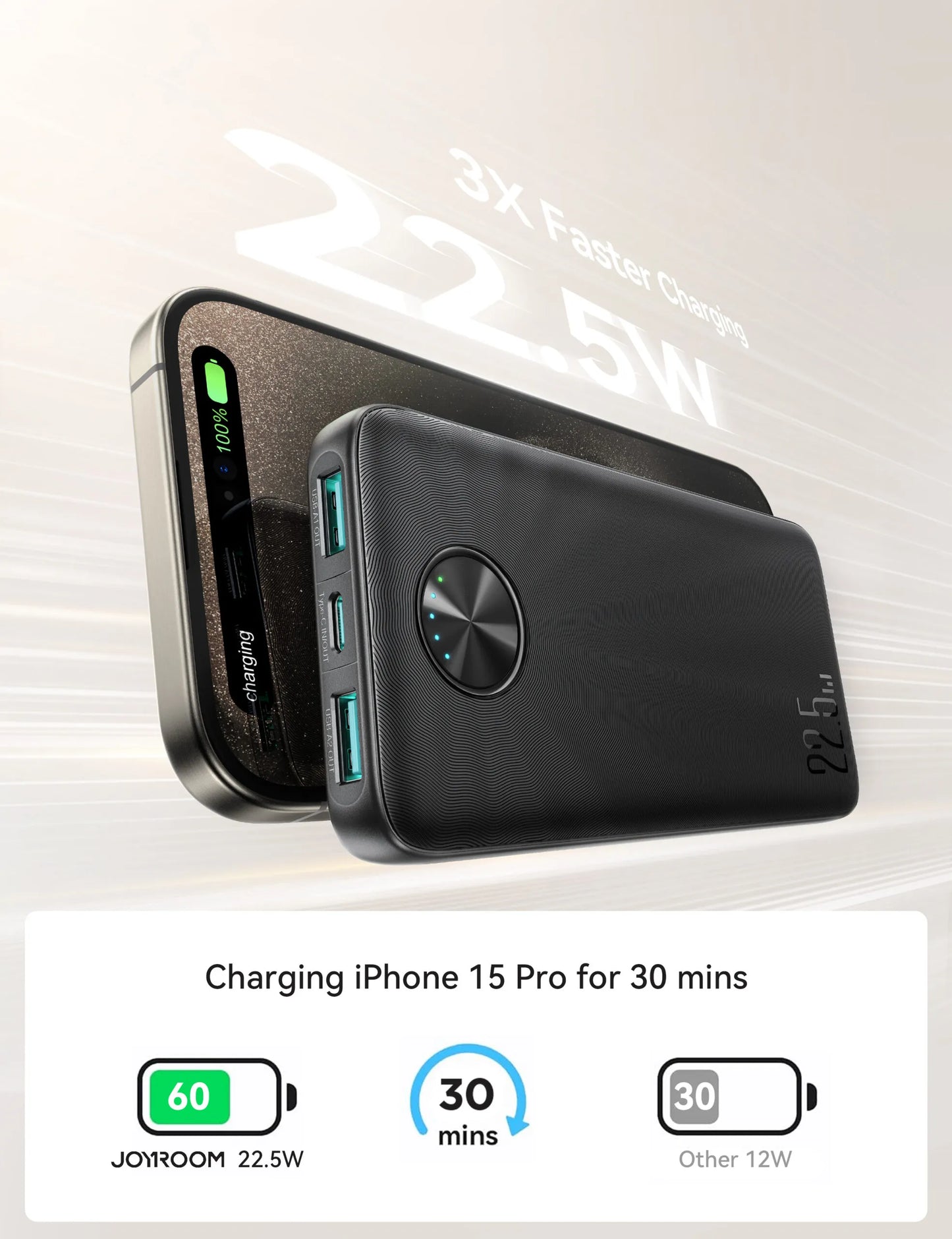 JOYROOM JR-PBF15 22.5W Fast Power Bank 10000mAh