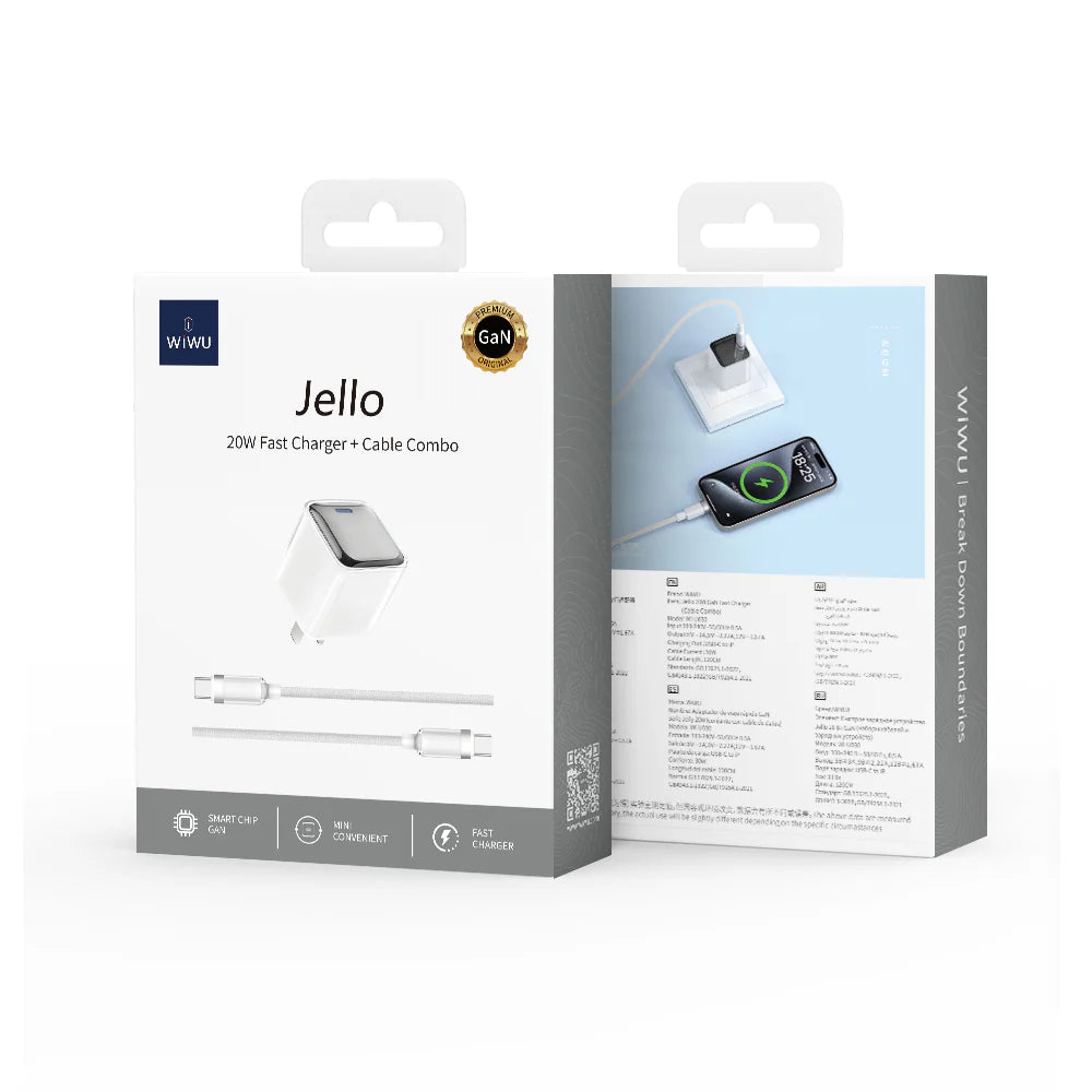 WIWU Jello 20W GaN & Cable Type C to C - White